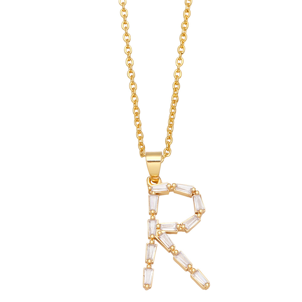 Fashion Letter Copper Inlay Zircon Pendant Necklace 1 Piece