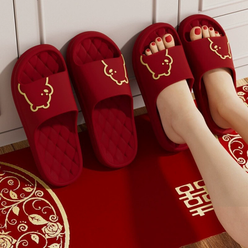 Красный свадебный халат для молодоженов, праздничный халат, сандалии для невесты