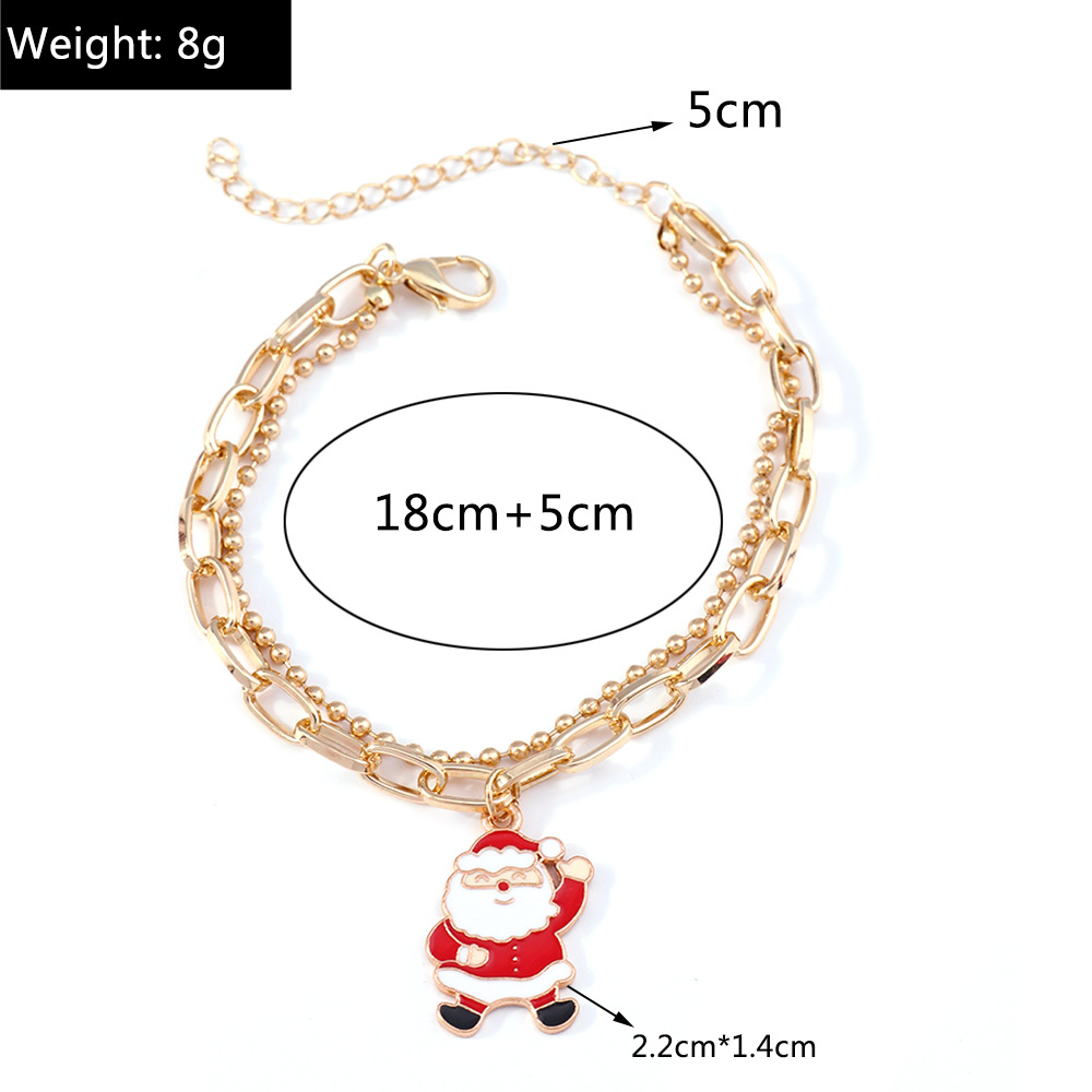 11g Weight Alloy Pendant Material Bracelets Classification Alloy Chain Material 1 Piece Quantity Holiday, Party Occasion Alloy Material Christmas Festival Christmas Tree, Santa Claus Pattern Women's Gender Enamel Design Cute, Simple Style Style Cute Simple Style Christmas Tree Santa Claus Alloy Chain & Link Bracelets Christmas Wholesale 无