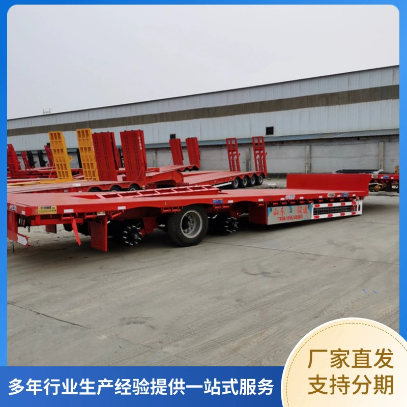 Транспорт инженерной техники: полуприцеп для перевозки больших плит, полуприцеп-платформа, транспортировка экскаватора 13.75m г.в.