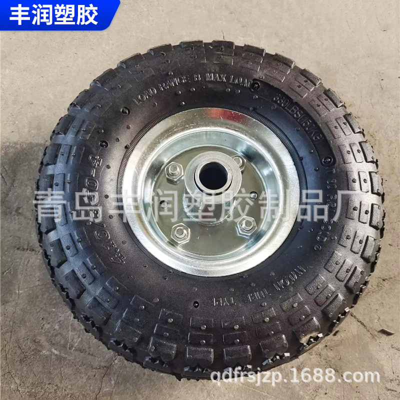 10寸橡胶轮 350-4橡胶充气轮 工具车手推车户外露营车用车轮