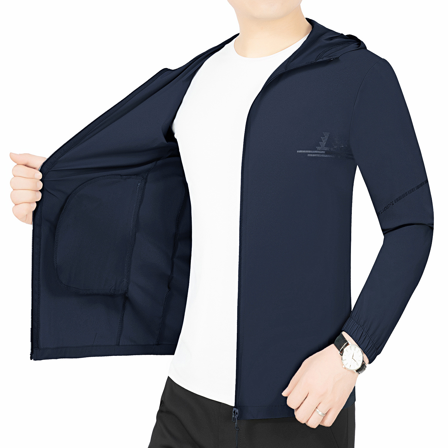 2023 Spring and Autumn New Stand Collar Dad Jacket Men's Sunscreen Jacket Middle-aged Men's Jacket One-piece Hair