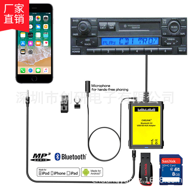 跨境热销 车载 多媒体碟盒 支持AUX USB SD卡蓝牙5.0适用丰田汽车