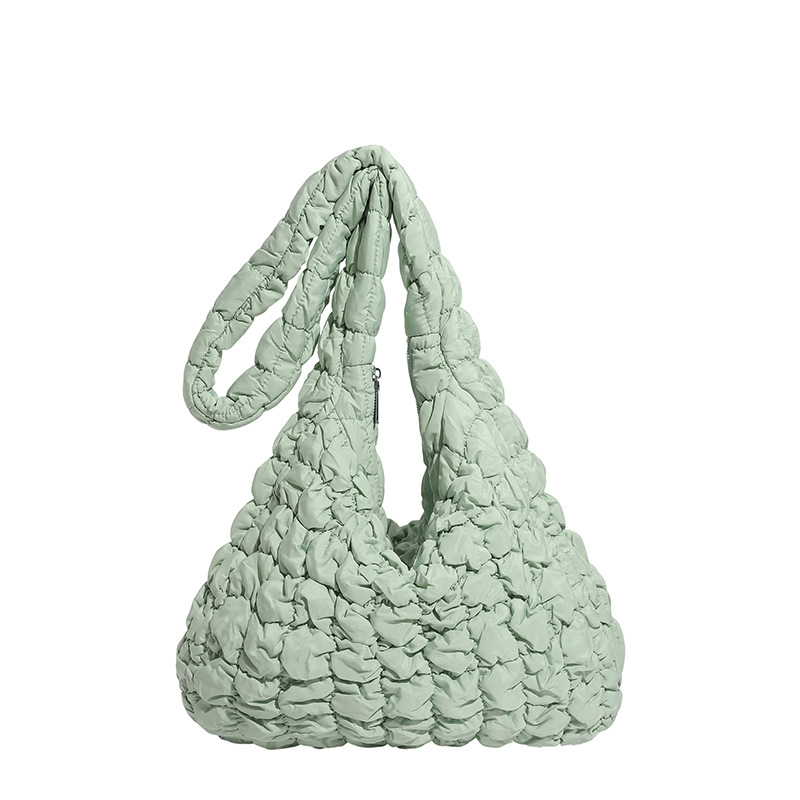 Bolso Cruzado Estilo Nube Plisado de Tela, Gran Capacidad con Cremallera, para Uso Diario y Trabajo
