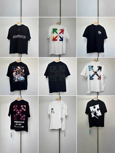 Cross-Border Correct Version of Off-Whit1 Popular Ow Printed Short-Sleeved T-Shirt Trendy American Pure Cotton Heavyweight 280g Short-Sleeved