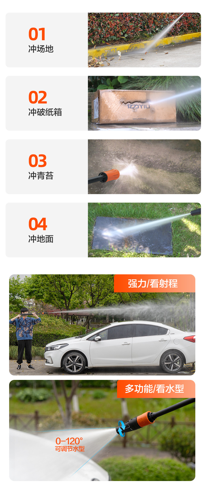 Yili Ultra-High Pressure Household 220V Automatic Car Wash Pump 6691 High-Power Cleaning Machine Portable Car Washing Tool