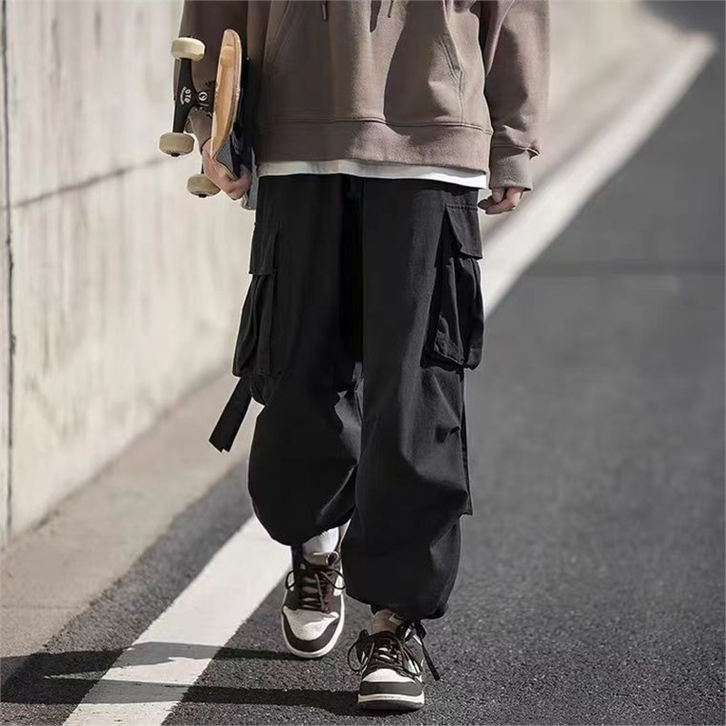Japanese Style Overalls Men's Spring and Autumn Loose plus size Pants American Style High Street Casual Pants Functional Pants