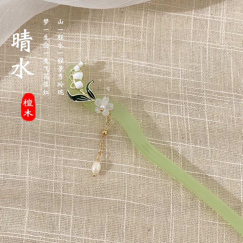 Clip de pelo de vela de jade blanco nuevo estilo antiguo chino de alta sensación de estilo de cabello de estilo chino de estilo