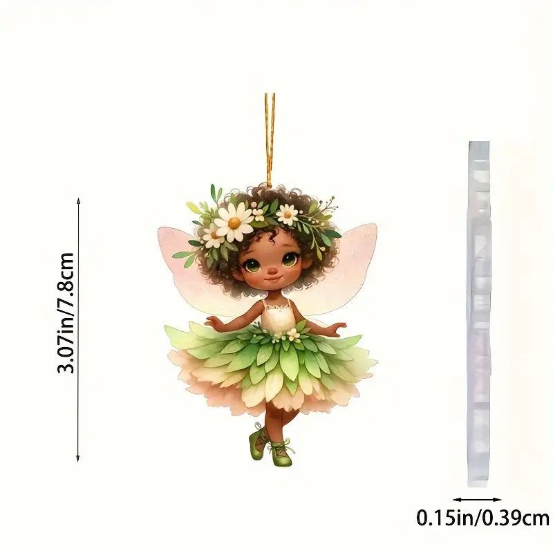 Nuevo ángel chica árbol de Navidad decoración acrílico plano transfronterizo espejo retrovisor colgante mochila colgante