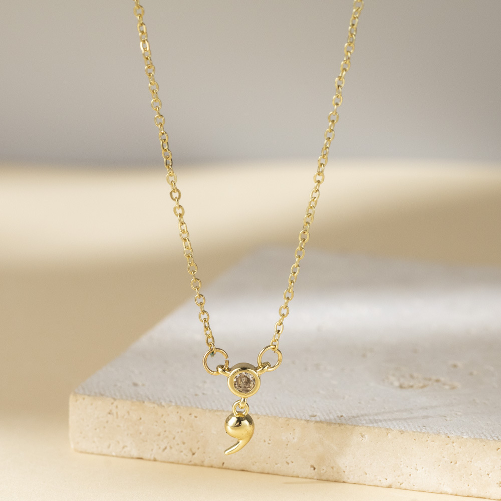 Personalisierte Komma-anhänger-halskette Und Ring Für Damen_voghion.com