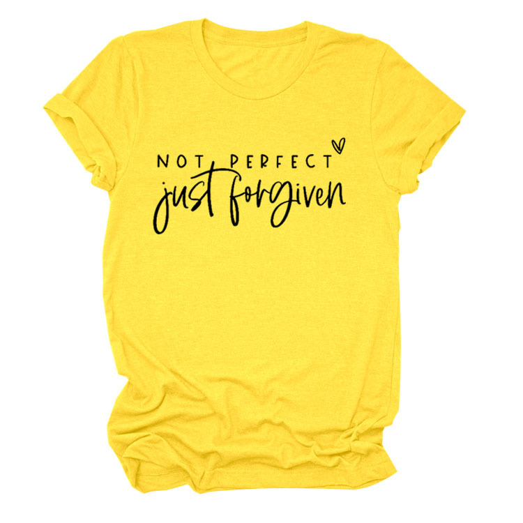 No es perfecto sólo perdonado estación independiente Comercio exterior moda casual carta suelta Camiseta de manga corta Mujer