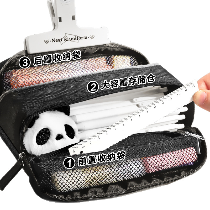 Kokuyo de Japón, bolsa de lápices multifuncional HACO, bolsa de almacenamiento de múltiples capas simple y de gran capacidad para estudiantes, puede estar de pie