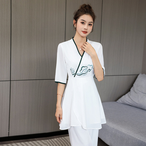Beauty salon beautician work clothes female spa health center club ear picking technician clothes high-end temperament suit Chinese style