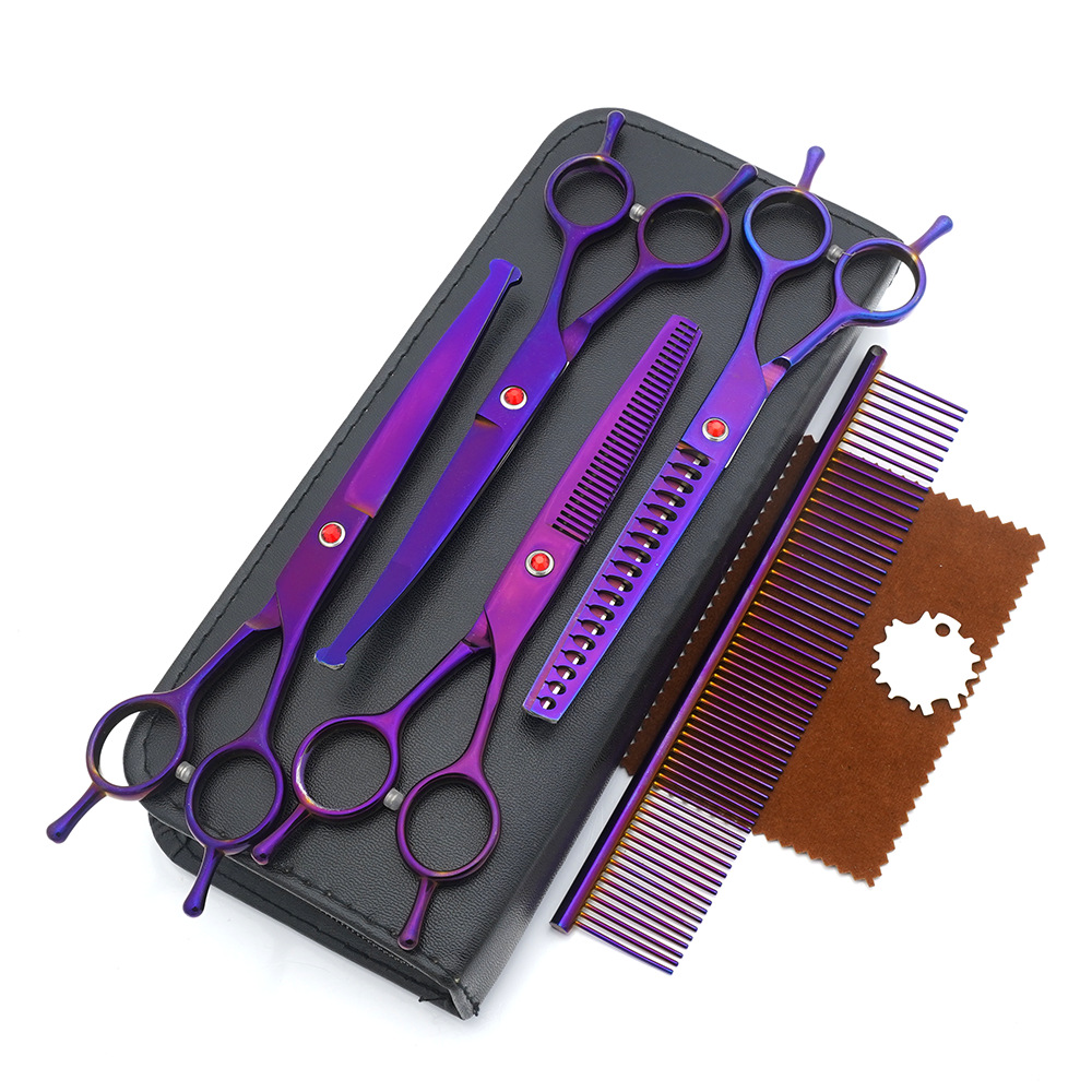 Tijeras para mascotas, tijeras de corte de pelo para perros, tijeras de dientes delgadas profesionales, tijeras de corte de pelo, tijeras de pelaje, juego de herramientas de limpieza