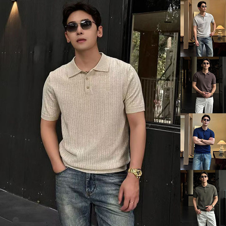 Camisas de polo de manga corta con solapa, camisetas de punto de hombre con solapa, camisetas comerciales de hielo, comercio exterior transfronterizo al por mayor
