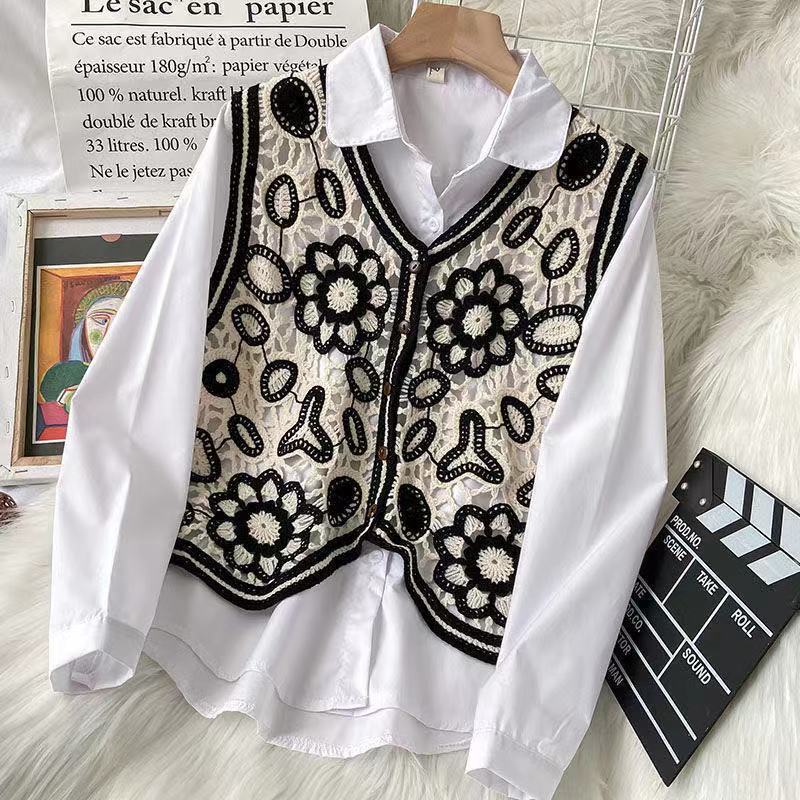 New Spring Women's Knitted Embroidery Hollow Crochet Vest Coat Ethnic Style Vest Outer Cardigan Short Trendy New Spring Women's Knitted Embroidery Hollow Crochet Vest Coat Ethnic Style Vest Outer Cardigan Short Trendy