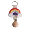 Apricot color (wooden hat clip with holes) [big rainbow embroidered with wool]