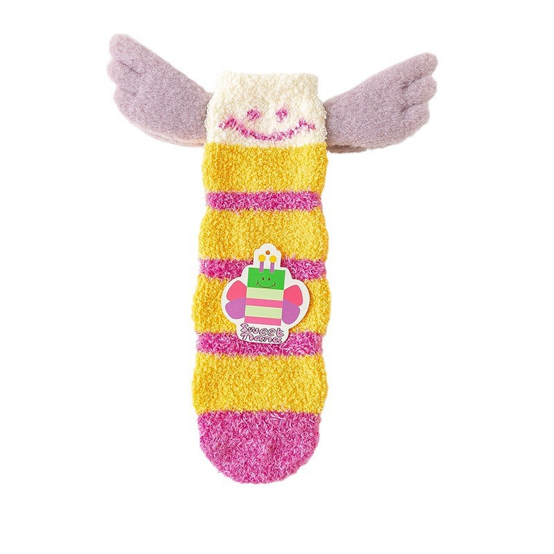 Calcetines de Piso de Caña Media para Mujer de Terciopelo de Coral Antideslizantes y Térmicos para Invierno