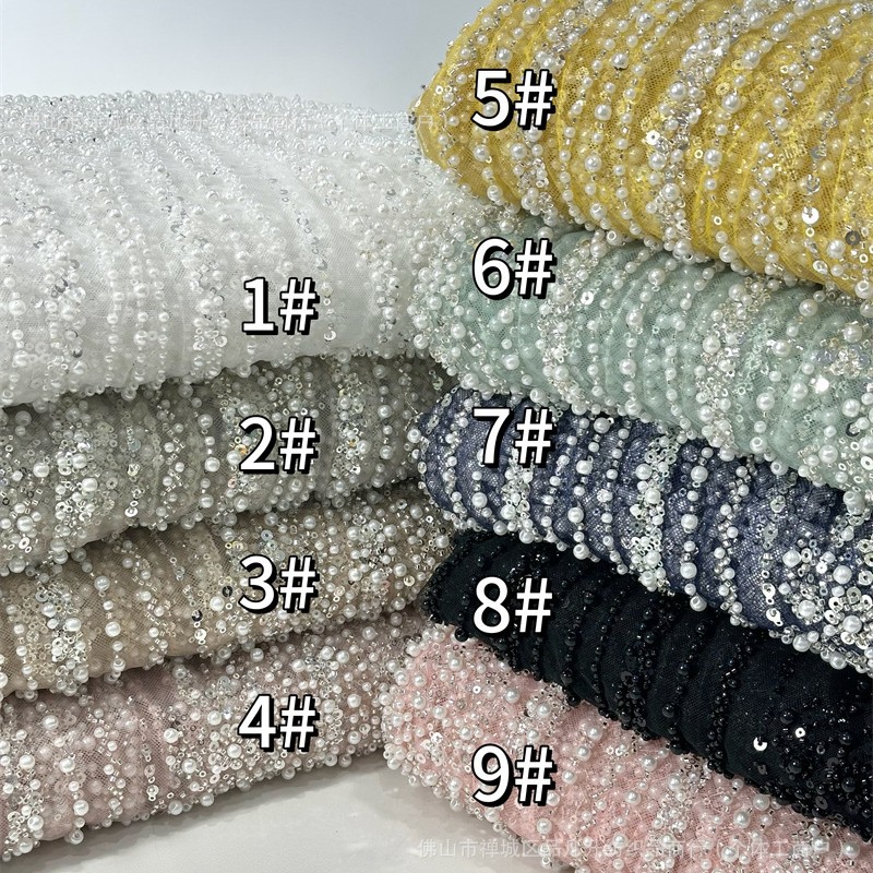 Comercio exterior transfronterizo spot tela de bordado con cuentas de espuma tela de bordado con tubo de cuentas vestido de novia de alta calidad tela de vestido de noche image 5