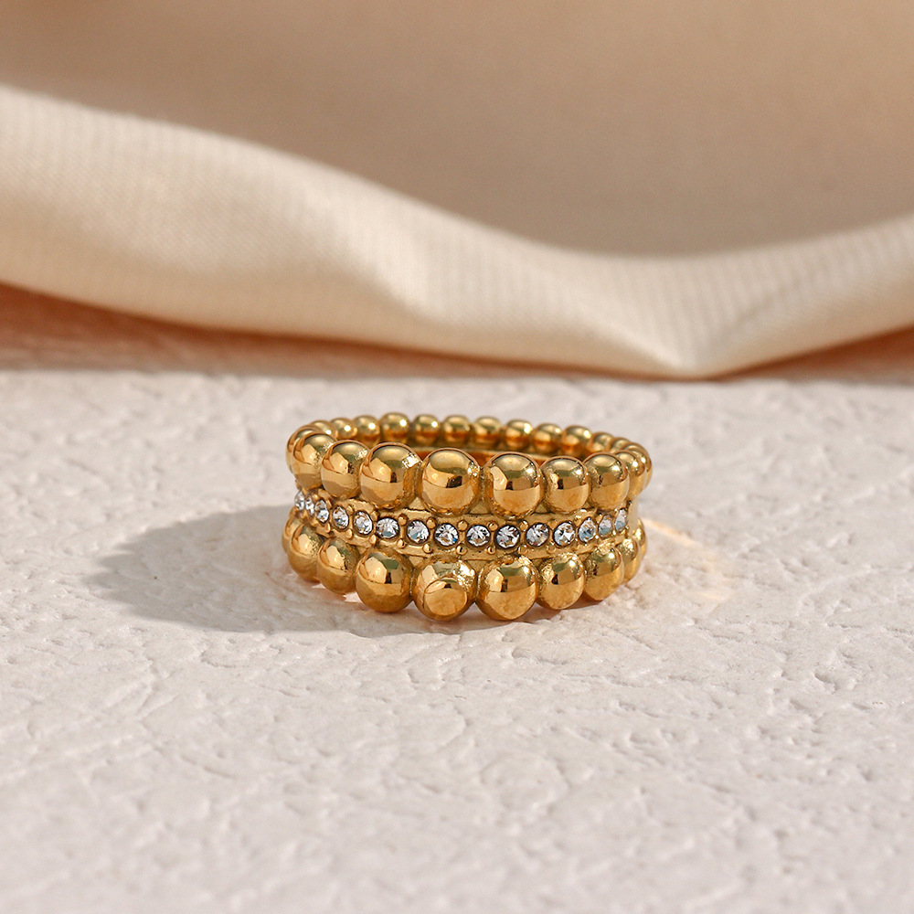 Fashion Geometric Stainless Steel Rings Inlay Zircon Stainless Steel Rings