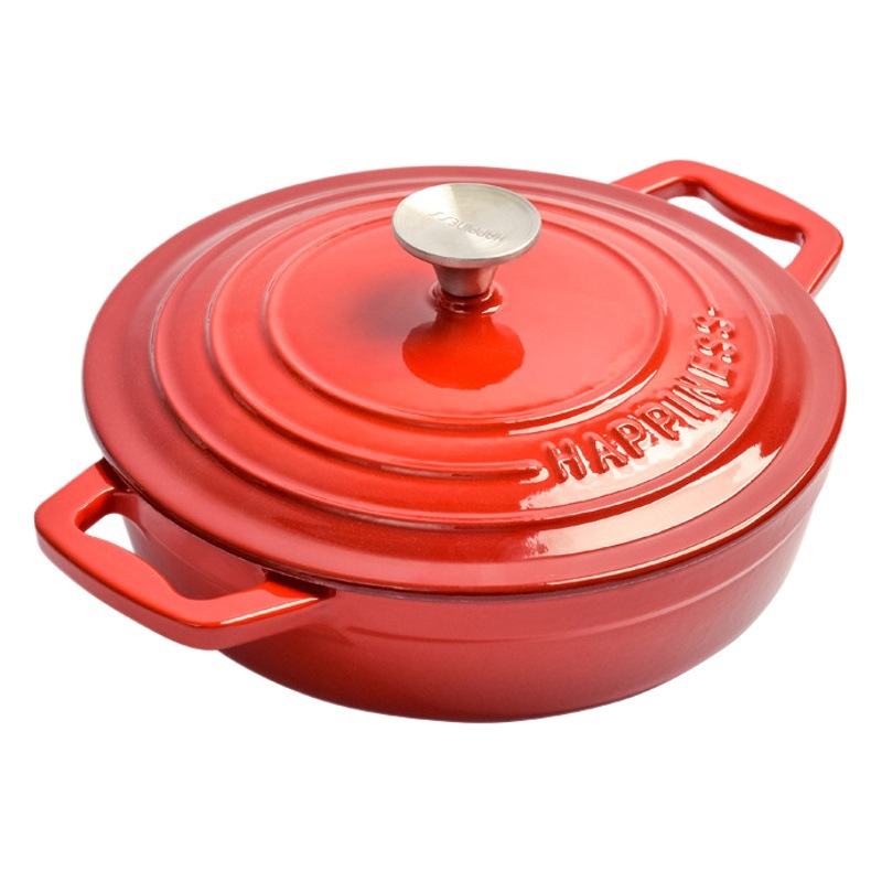 Pequeña felicidad olla de esmalte olla de hierro fundido estofado olla al horno hogar olla de guiso multifuncional olla de mariscos olla de sopa Cocina de Inducción Universal