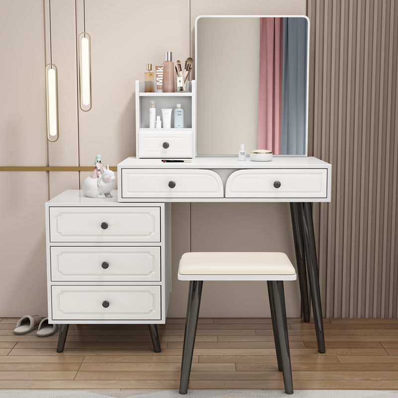 Nórdico blanco red red comedor dormitorio pequeño armario tabla plegable espejo escondido inteligente simple lámpara LED
