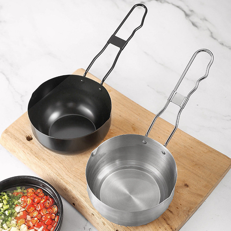 Deepen hot oil small pot, stainless steel drizzle sauce pot, outdoor mini oil burning oil scorching pot, home use frying pot