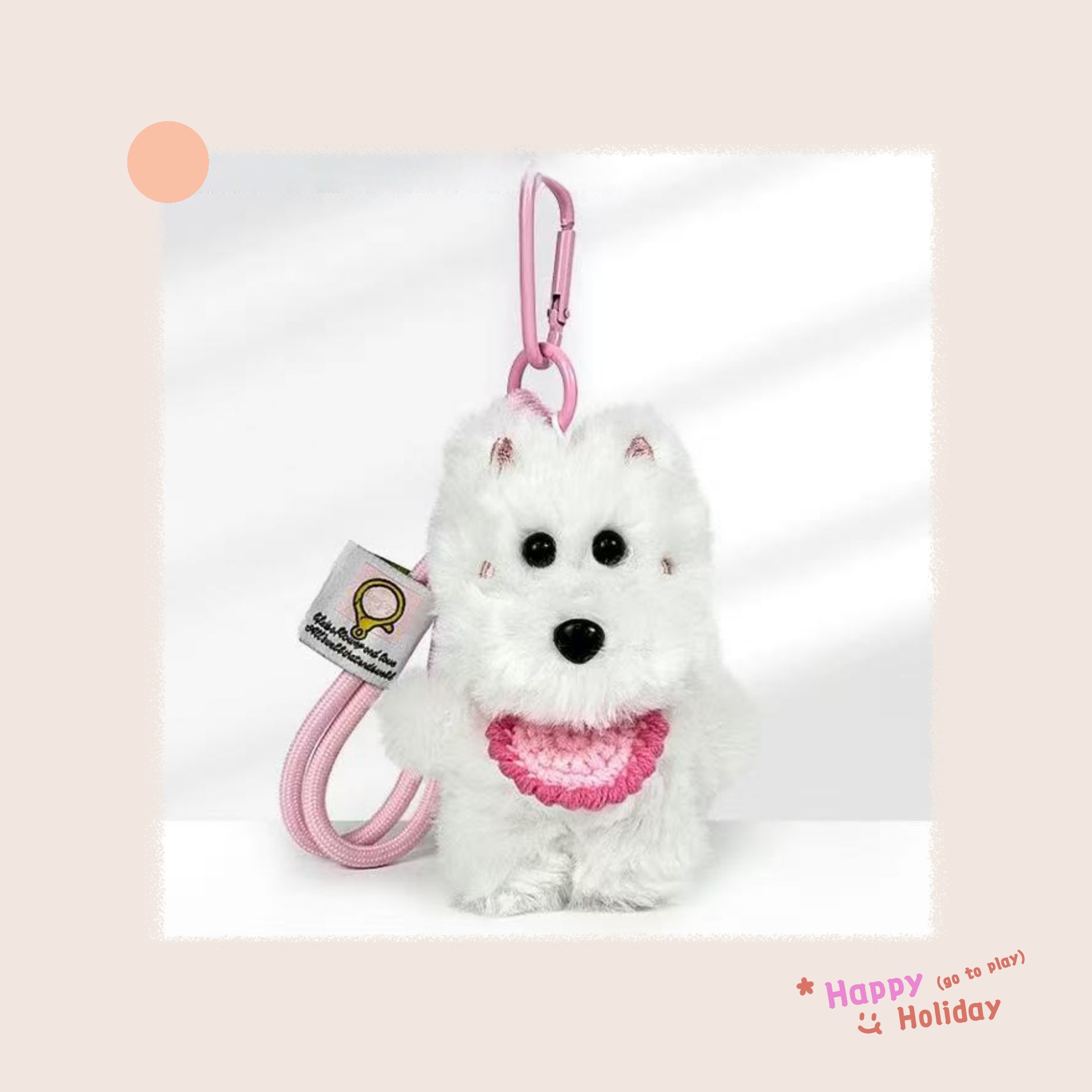 Pequeño libro rojo con peluche West Highlands perros colgantes de bolsa de gancho tejido a mano mini baudoles toallas de saliva muñecas de perros