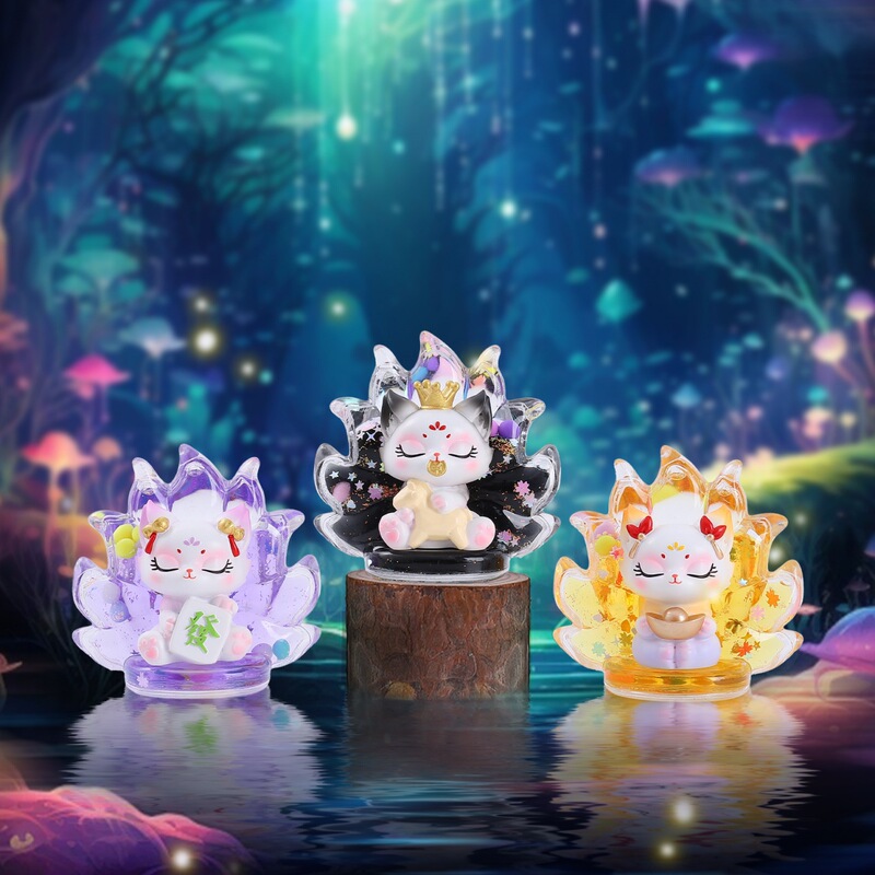 新款好寓意流沙九尾狐盲盒小红书热销创意潮玩桌面摆件节日小礼品|undefined