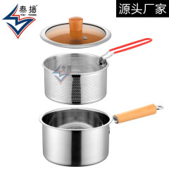 304ステンレス製のミルク鍋のフライヤー家庭用の油鍋の小さいフライヤーのフィルター付きの台所のコーティングなしのミルク鍋のフライヤー
