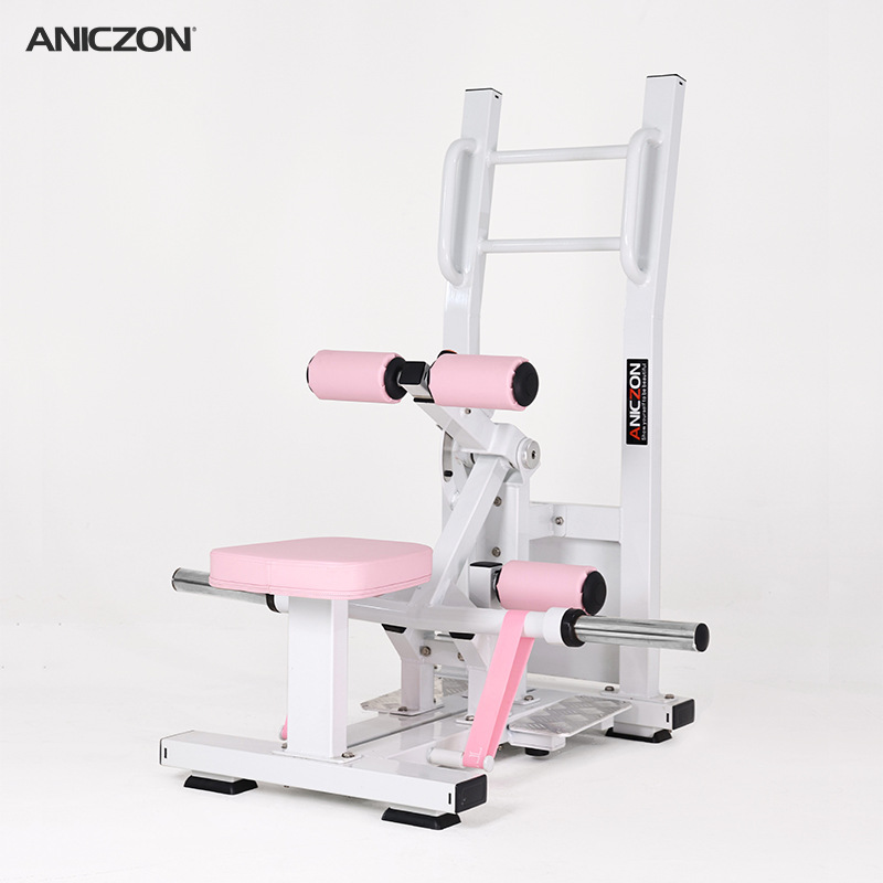 Empujador de cadera rosa blanco comercial, equipo de modelado femenino inverso multifuncional entrenador muscular de piernas y cadera