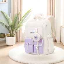 跨境ins书包少女休闲双肩包初中生高中学生书包女大容量轻便背包