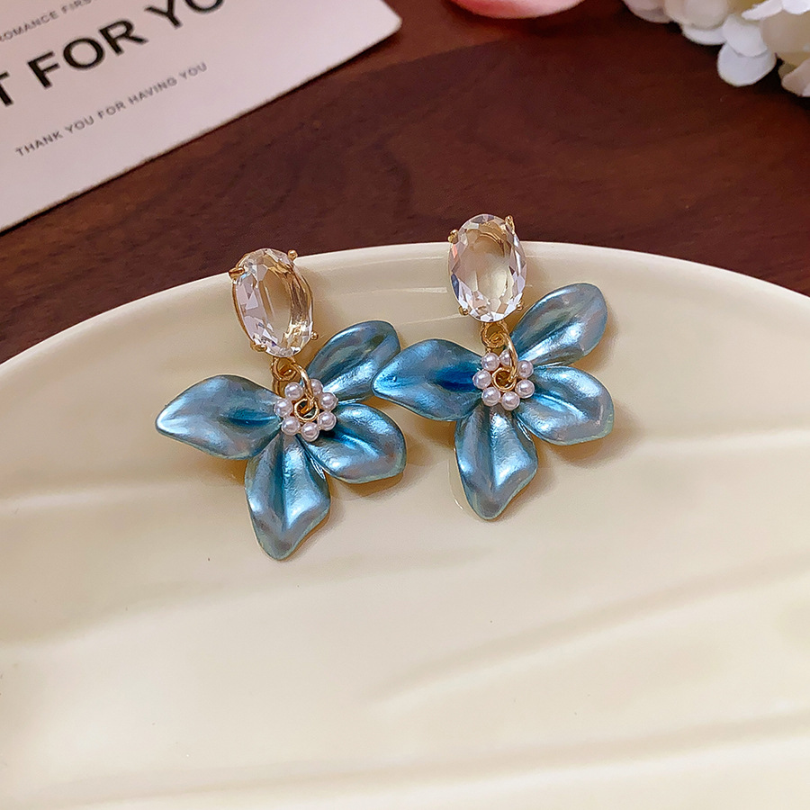Flores azules vintage medievales pendientes de goteo de aceite ligero lujo alta sensación de joyería Yiwu fábrica al por mayor image 51