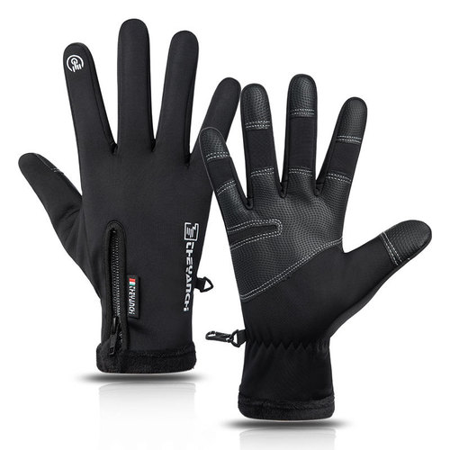 Men's Cycling Gloves Q903 Winter Zipper Touch Screen Windproof Warmth Factory Direct Selling Ski Cycling Gloves