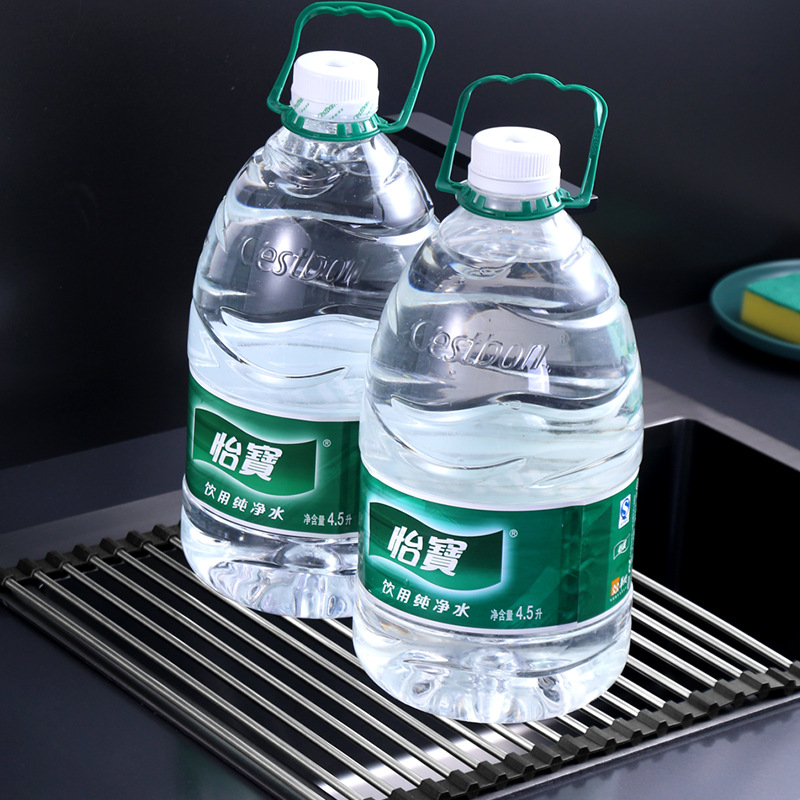 Ventas directas de la fábrica plegable de acero inoxidable estante de drenaje plato rack fregadero de almacenamiento de cocina estante de control de agua vegetal y fruta