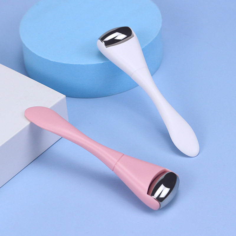 Crema para los ojos de acero inoxidable máscara para los ojos palo de importación palo de silicona palo de masaje facial con pala rodillo de doble cabeza traje de palo de belleza