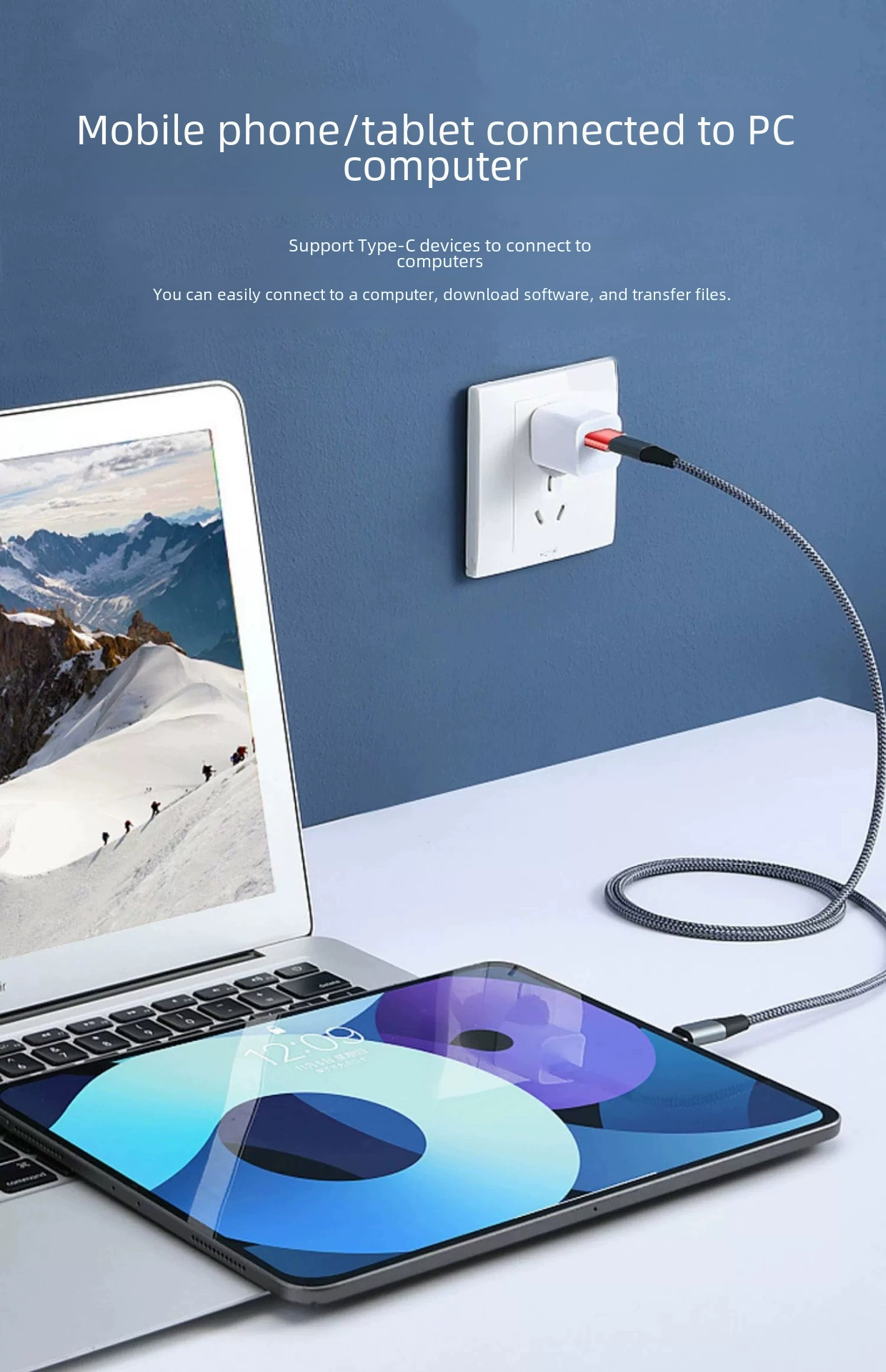 USB на Type-C2.0 Папа-до-ПК PD кабель передачи данных 6A, переход USB-C порт телефон конвертер