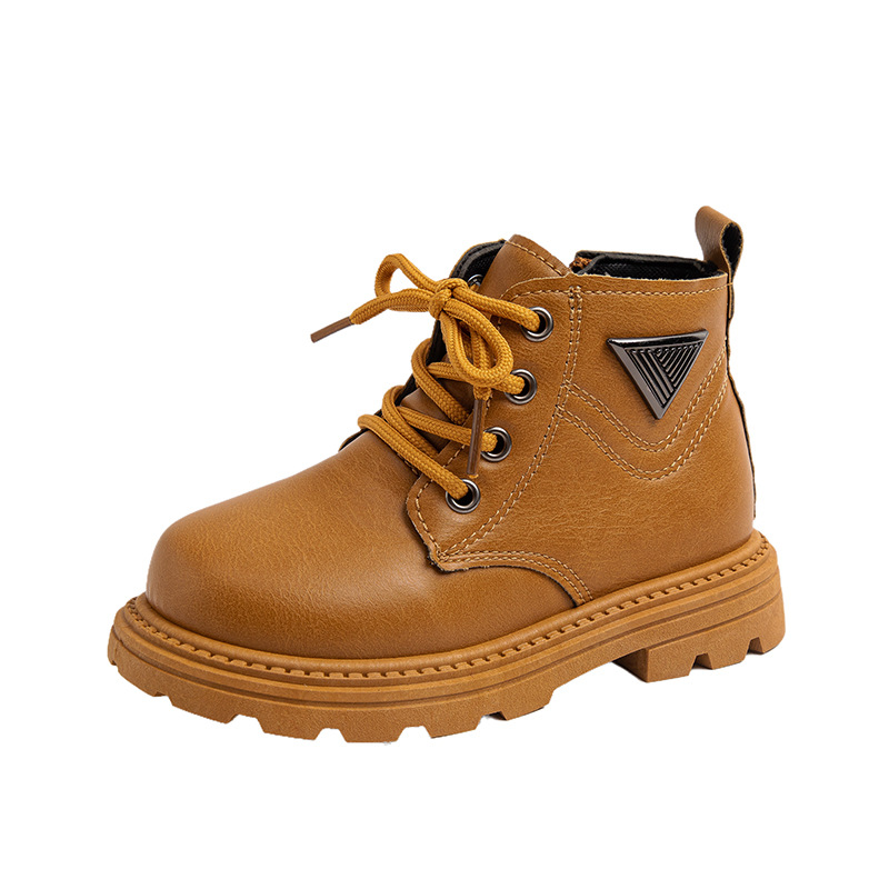 Nouvelles chaussures d'automne 2024, bottes courtes en cuir pour hommes et femmes Martin pour enfants, bottes jaunes pour bébé_voghion.com