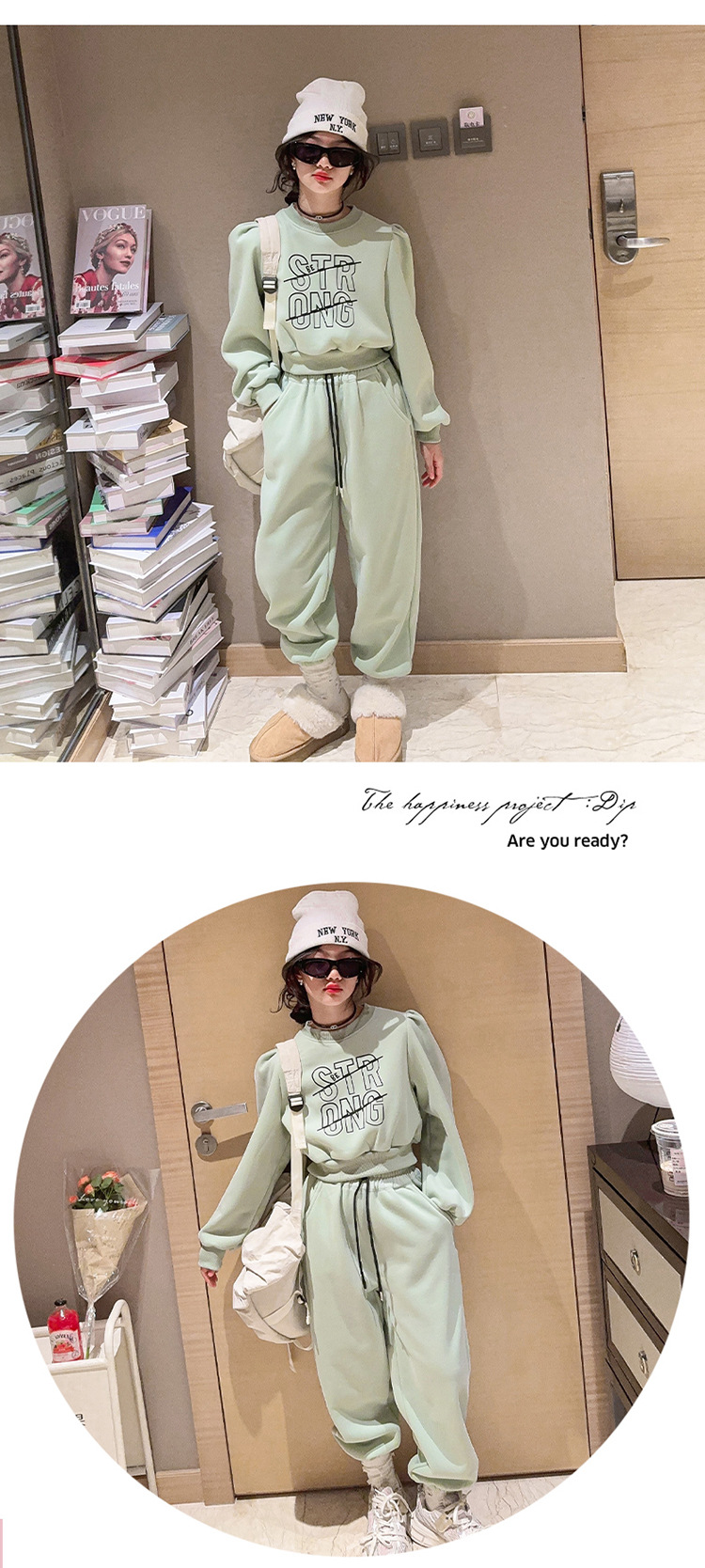 Conjunto deportivo para niñas de felpa otoño e invierno 2023, nuevo suéter grueso de moda para niños de talla mediana a grande con alpaca_voghion.com