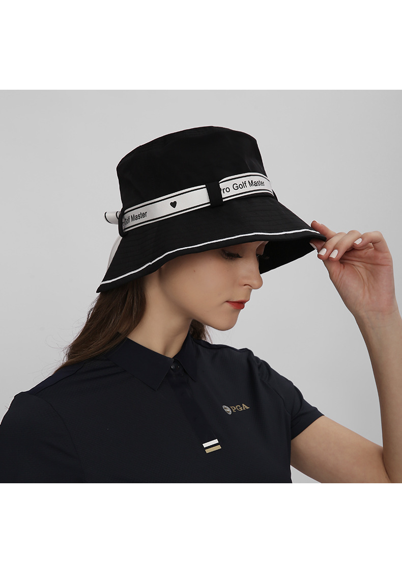 Mũ golf nữ thắt nơ kiểu ngư dân, vành rộng 7 cm, chống nắng, thoáng khí — MZ056-Màu đen, MZ056-màu hồng nhạt, MZ056-màu trắng chi tiết 12