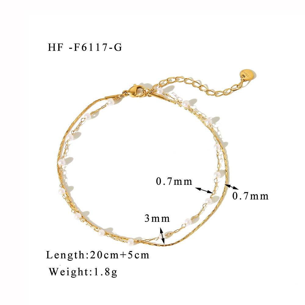 Red de celebridades ins tendencia titanio acero de doble capa cuentas tobillera personalidad moda salvaje sentido de alta gama accesorios de pie de acero inoxidable al por mayor