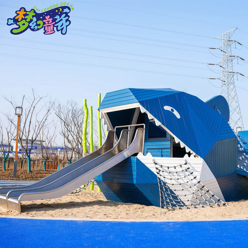 Planned and Designed Community Amusement Equipment, Play Area, Stainless Steel Kidsren's Combination Slide Manufacturer, Fish Slide Finished Product