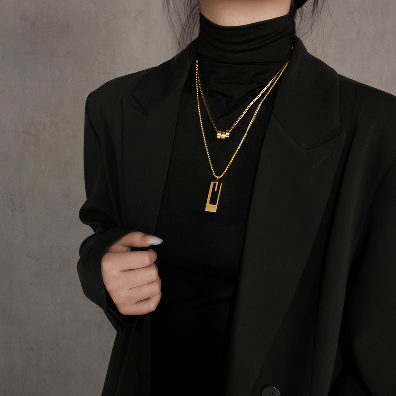 Designer Style Design High Grade Sweater Chain Jewelry Light Luxury Double Layer Long Necklace Accessories_voghion.com