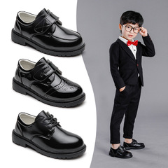 Boys' Soft Black English Style Leather Shoes for Kids, Performance Shoes for Young Boys, Suitable for Middle and Primary School Students, Spring and Autumn Version