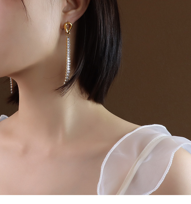 fashion chain full diamond zircon titanium steel 18k gold earringspicture3
