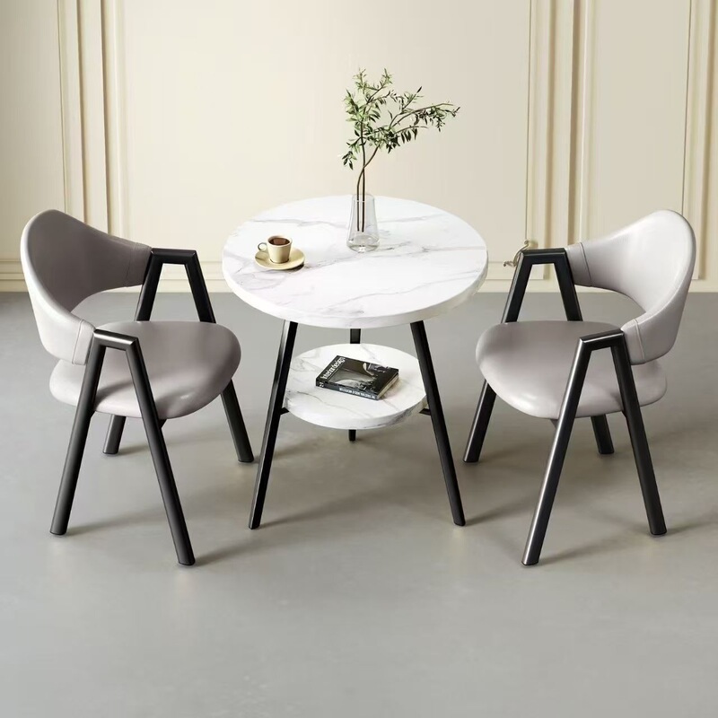 Negotiable Italian-Style Table and Chair Set, Nordic Milk Tea Light Luxury Sales Office Simple Reception Leisure Balcony Small Apartment Round Table Negotiable Italian-Style Table and Chair Set, Nordic Milk Tea Light Luxury Sales Office Simple Reception Leisure Balcony Small Apartment Round Table