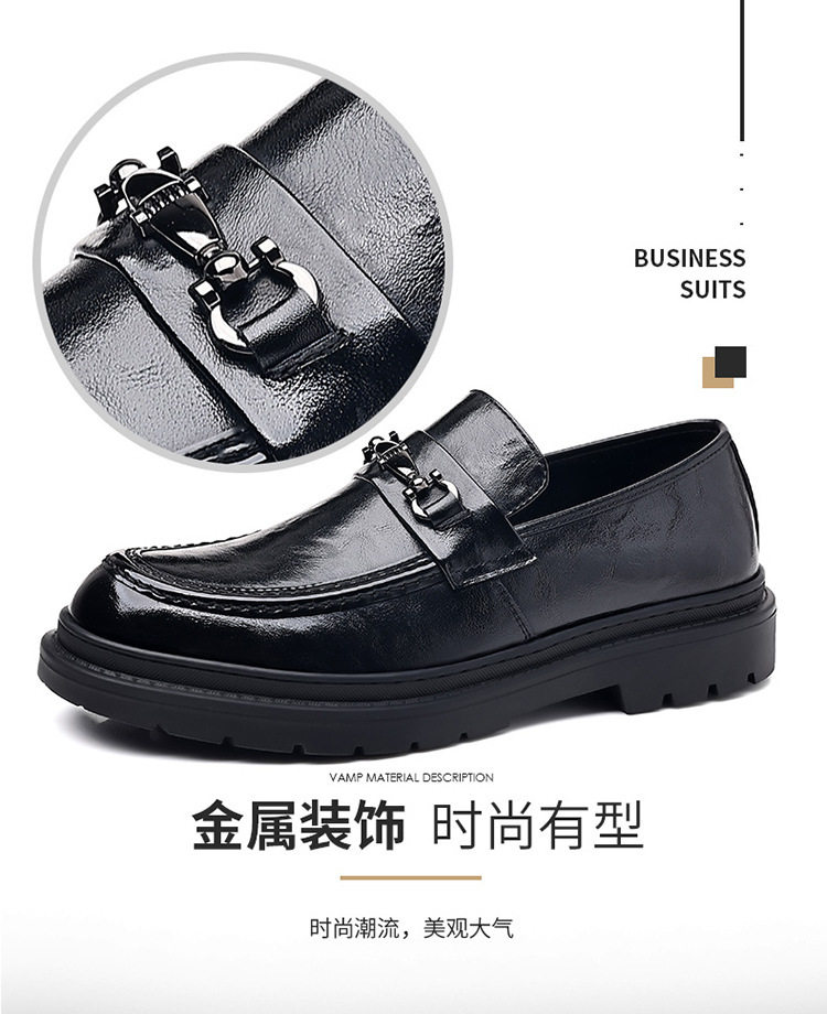 Giày da nam công sở cổ thấp mũi nhọn da bò hai lớp đế cao su mềm, kiểu giày lười buộc dây — F6863 chân màu nâu, F6863 mẫu giày trượt chân màu đen chi tiết 10