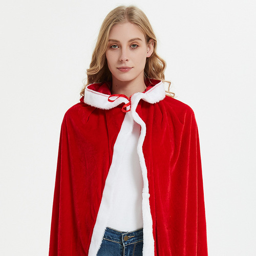 Christmas costume adult Santa coat cloak red hat Christmas coat children's party stage performance costume