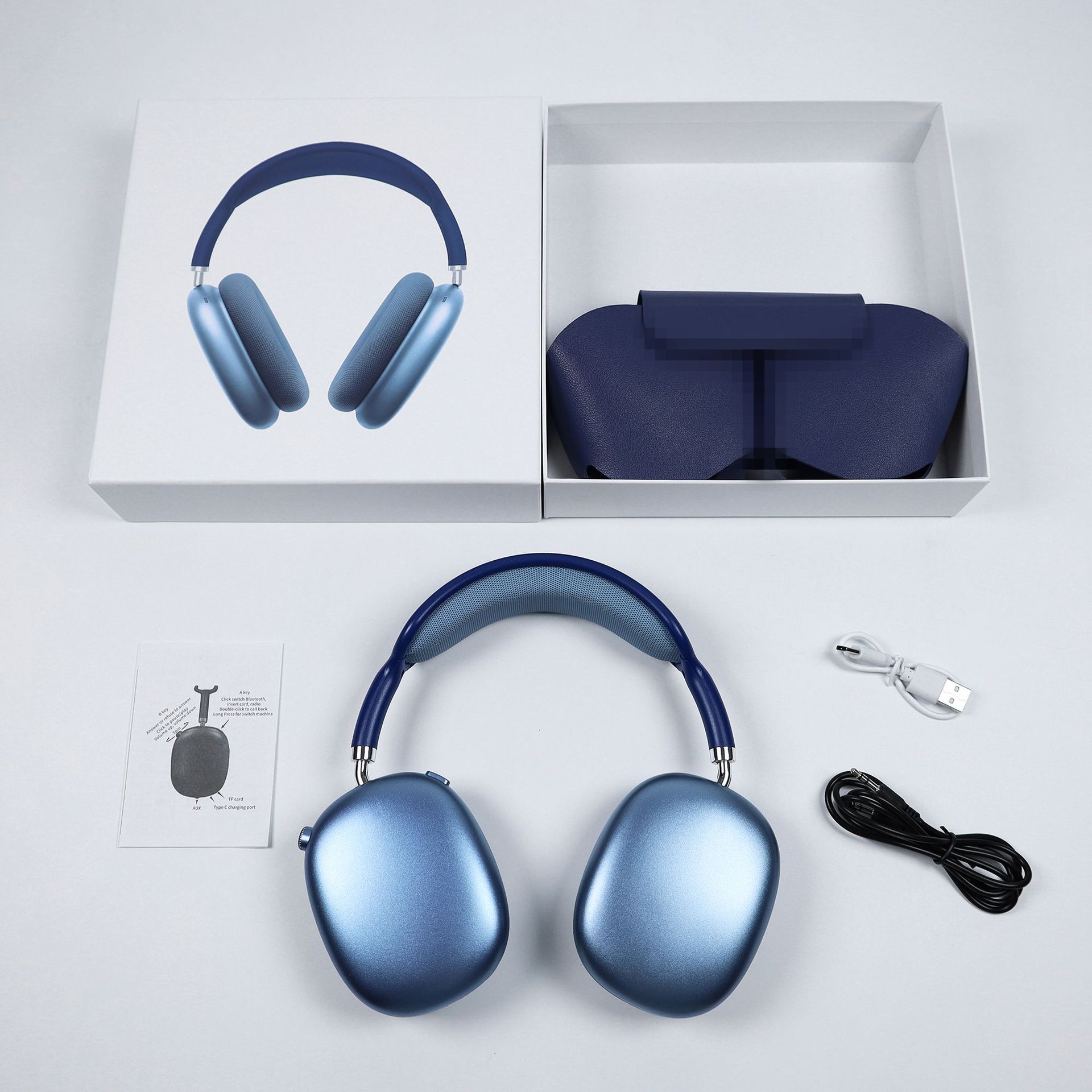Huaqiangbei Cross-Border New Model P9 Plus Over-Ear Headphones Bluetooth Wireless Compatible with Mobile Phones and Computers with Protective Case
