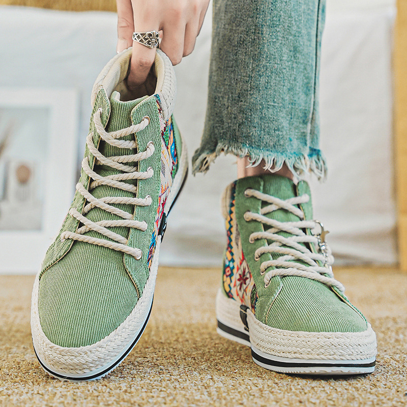 Otoño nuevos zapatos de panel de tela de fibra de alto impacto de moda personalidad de paja al aire libre zapatos deportivos casuales de hombre